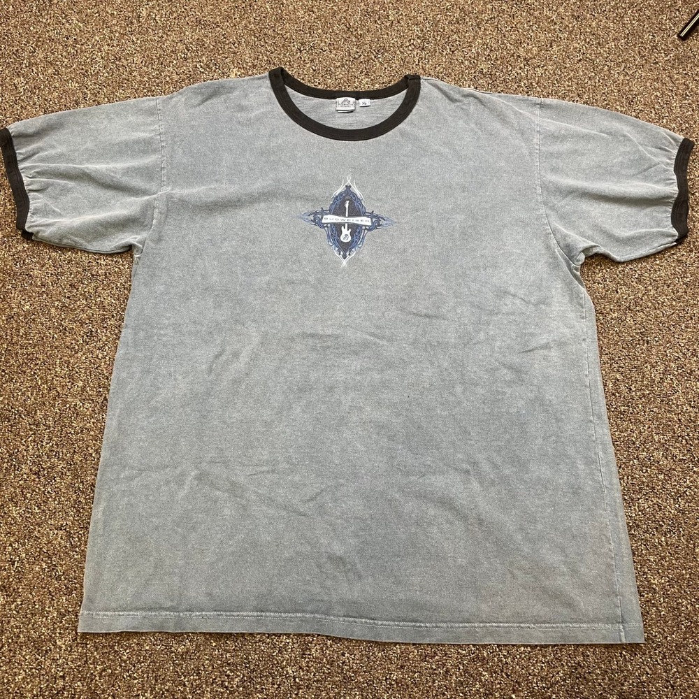 Budweiser Alternative Apparel Ringer T-Shirt XL Washed Grey Guitar Graphic Tee - Picture 2 of 6